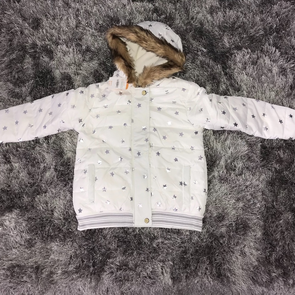 Gymboree white hooded bomber jacket
